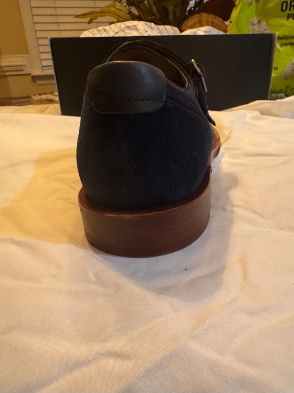 Aldo Navy Suede & Fabric Double Monk Strap Shoes